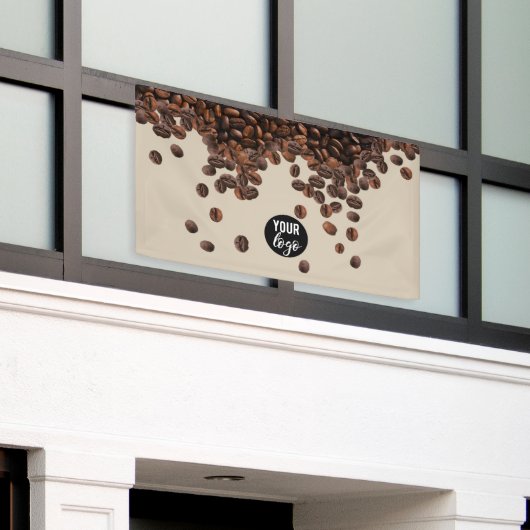 Koffiebonen professionele Logo Spandoek (Buitenkant Gebouw)
