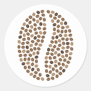 koffiebonen ronde sticker