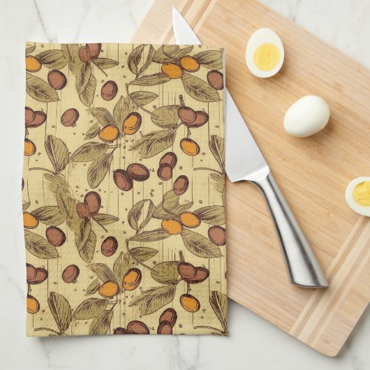 Koffiebonen rustiek  patroon No3 Theedoek (Quarter Fold)