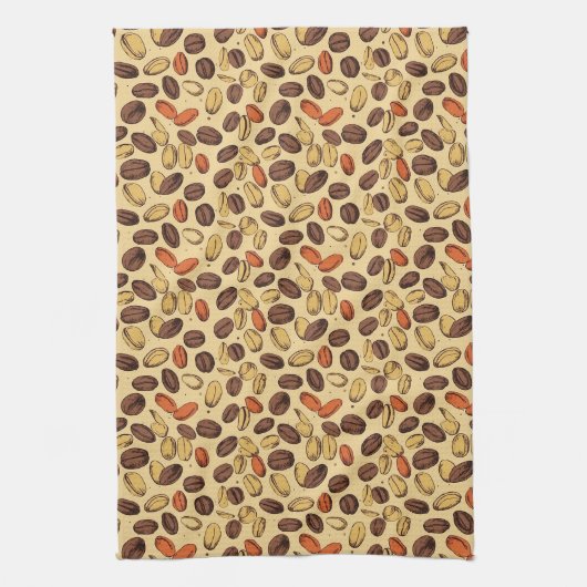 Koffiebonen rustiek Patroon No5 Theedoek (Verticaal)