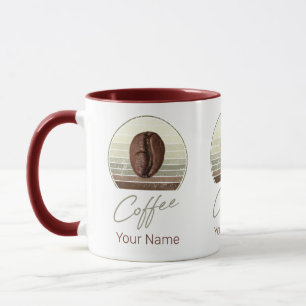 Koffiebonen voor espresso en retro barista mok