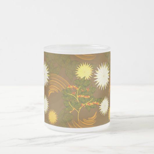 Koffieboom, bloemen. matglas koffiemok (Center)