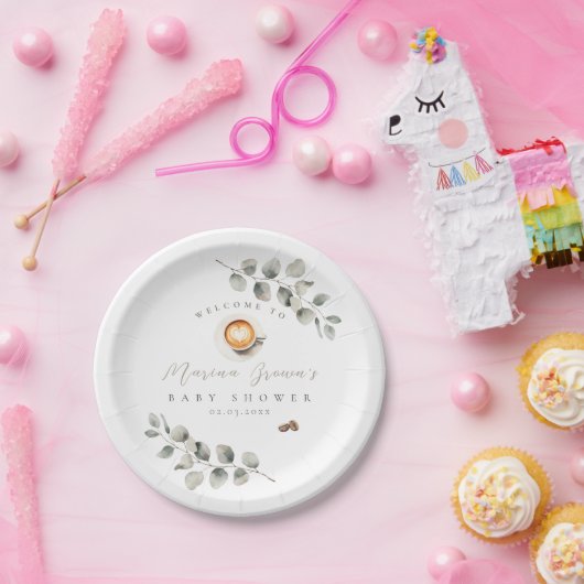 koffieboon-baby shower papieren bordje (Feest)