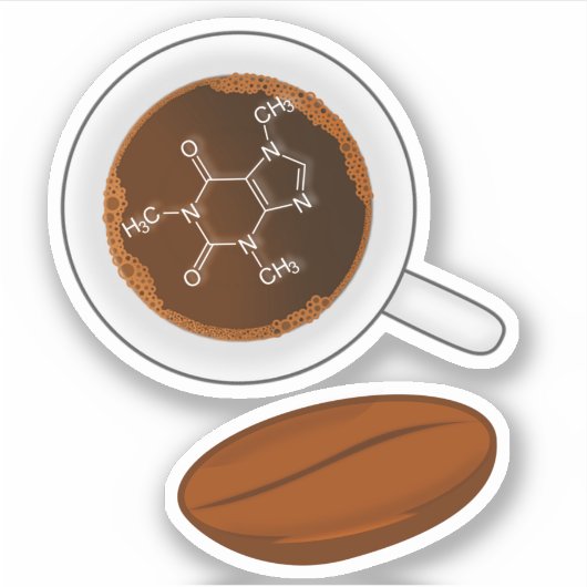 Koffieboon moleculaire structuur - Cafeïne Formule Sticker (Voorkant)