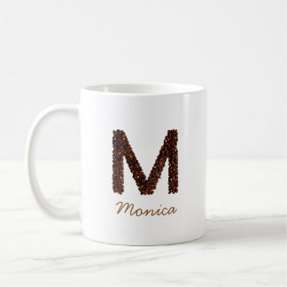 Koffieboon Monogram Letter M Gepersonaliseerde Naa Koffiemok
