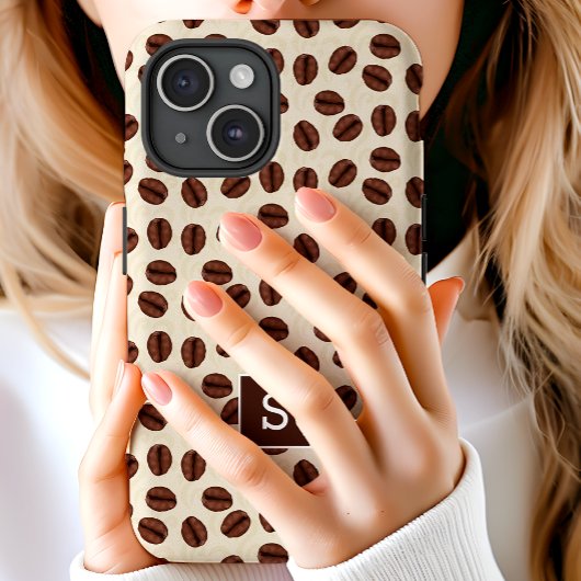 Koffieboon wervelpatroon monogram Case-Mate iPhone case