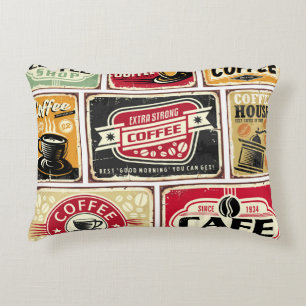 Koffieborden en labels collectie. Retro en vint Accent Kussen