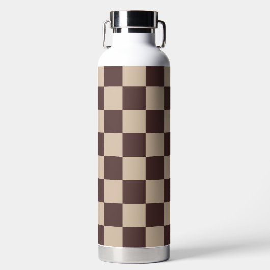 koffiebruin dambord waterfles (Voorkant)