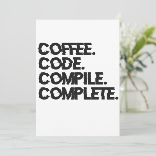 Koffiecode Compile Complete Grappige Programmeur G Kaart (Staand voorkant)