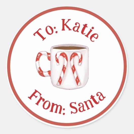 Koffiedatum Candy Cane Christmas Custom Gift Label (Voorkant)