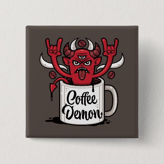 koffiedemon vierkante button 5,1 cm (Voorkant)