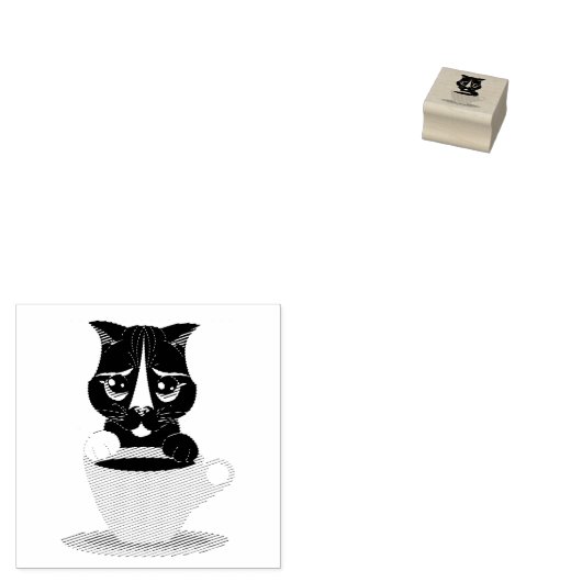 KOFFIEE CAT (TUXEDO CAT) RUBBERSTEMP 	RUBBERSTEMPEL (Gestempeld)