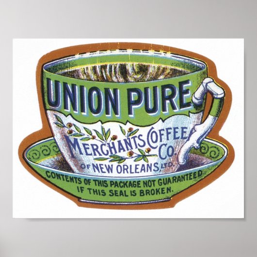 Koffieetiket van de zuivere handelaar van de Unie Poster (Voorkant)