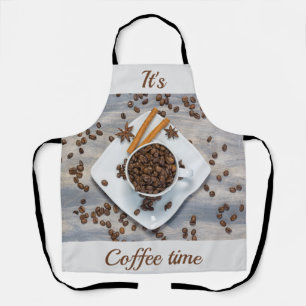 Koffiefoto met aanpasbare tekst schort