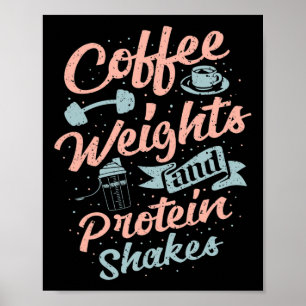 Koffiegewichten en eiwithoudende schaafmachines poster