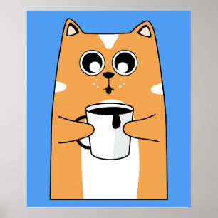 Koffiekat Bedraad Kat Poster