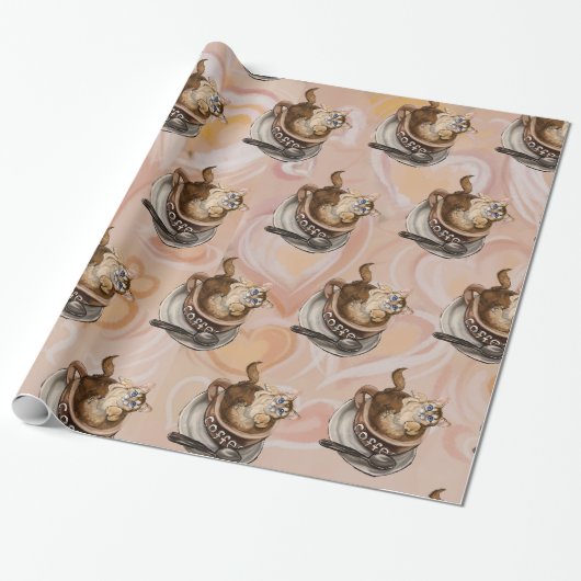 Koffiekat Cadeaupapier (Uitgerold)