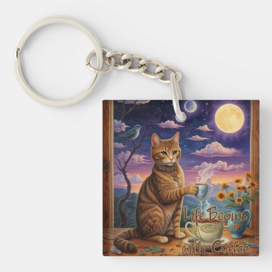 Koffiekat Sleutelhanger (Voorkant)