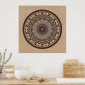 Koffiekleuren Abstracte Mandala Poster (Keuken)