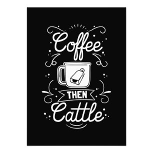 Koffiekoffie en vee foto afdruk