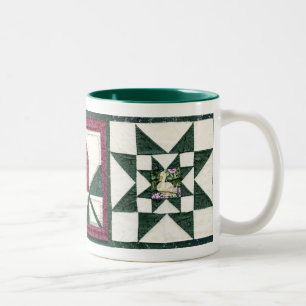 Koffiekoffie-Mok met gequilde potholders Tweekleurige Koffiemok
