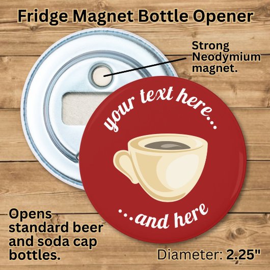 Koffiekop Button Flesopener