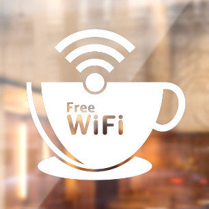 Koffiekop Gratis Wi-Fi Koffie Donut Winkel Wit Raamsticker