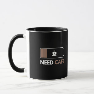 Koffiekop met Grappig Lage Batterij 'Need Cafe' Mok