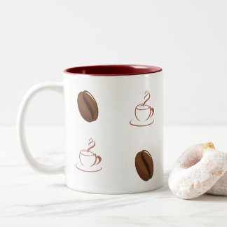 Koffiekop met koffieboonpatroon tweekleurige koffiemok