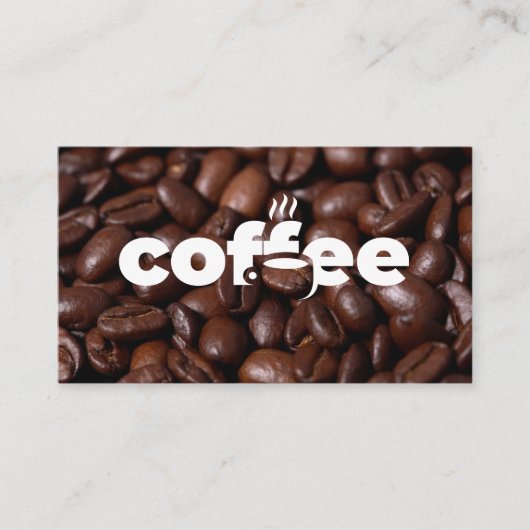 Koffiekop Tekst Logo | Bonen Achtergrond Visitekaartje (Voorkant)