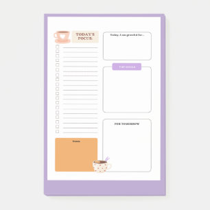 koffiekopje accent takenlijst met lila achtergrond post-it® notes