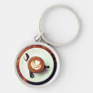 Koffiekopje cappuccino bruin wit latte sleutelhanger