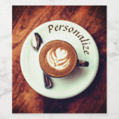 Koffiekopje cappuccino bruin wit latte wijn etiket (Enkel label)