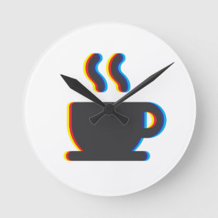 Koffiekopje glitch ronde klok