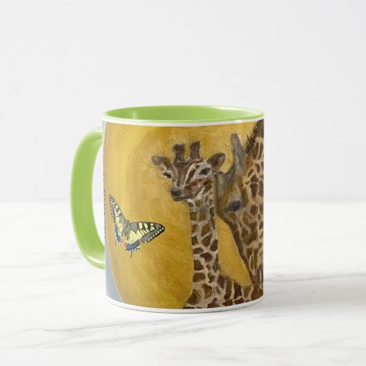 Koffiekopje moeder en kind Giraffes Mok (Voorkant links)