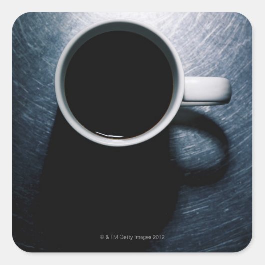 Koffiekopje op roestvrij staal vierkante sticker (Voorkant)