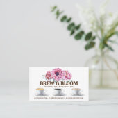 Koffiekopjes en bloemen visitekaartje (Staand voorkant)
