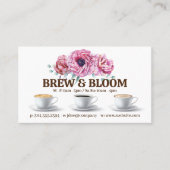 Koffiekopjes en bloemen visitekaartje (Voorkant)