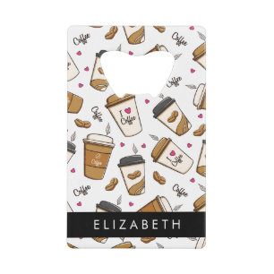 Koffiekopjes, koffiebonen, koffieliefhebber, Jouw  Kredietkaart Flessenopener