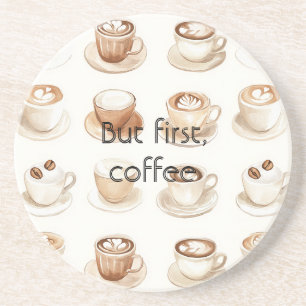 Koffiekopjes met room zandsteen onderzetter