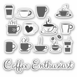 Koffiekopjes voor Koffieliefhebber - Esthetisch Sticker