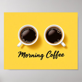 Koffiekoppen 's Ochtends Bovenop Gezien Minimalist Poster