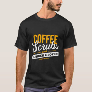 Koffiekruiden en rubberhandschoenen, grappige rode t-shirt