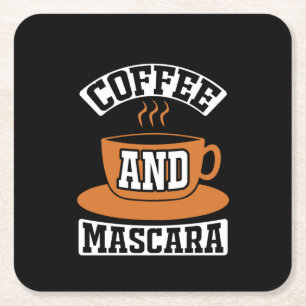 Koffiekunst Coffee en Mascara Vierkante Kartonnen Onderzetter