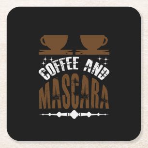 Koffiekunst Coffee en Mascara Vierkante Kartonnen Onderzetter