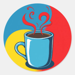 Koffiekunst met overdreven wervelingen ronde sticker