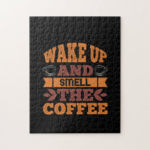 Koffiekunst wordt wakker en rookt de koffie legpuzzel