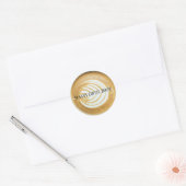 Koffielatte met bladschuim ronde sticker (Envelop)