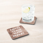 Koffielessen Slaap Herhaal Grappig Leraar Onderzet Bier Onderzetter (Rechterzijde)