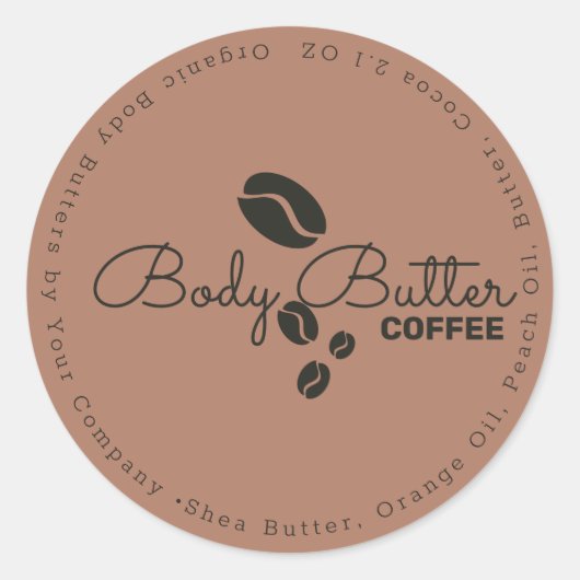 Koffielichaam Butter Bath Soap Branding Ronde Sticker (Voorkant)